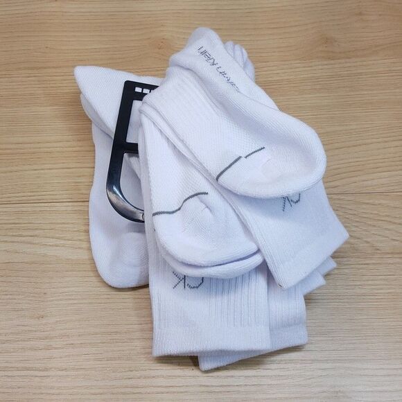 CALVIN KLEIN Crew Socks Mens White 5-Pack Solid Sport Cushioned CK Logo - Picture 2 of 3